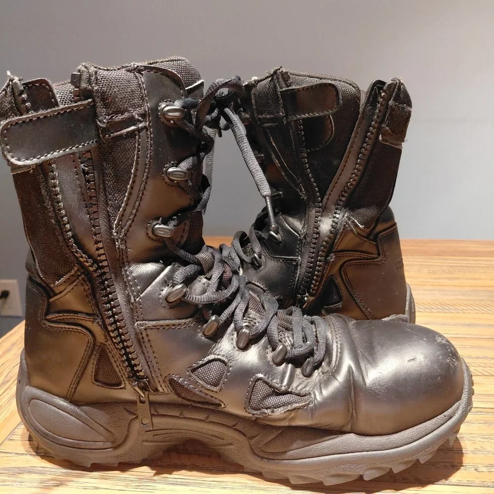 Reebok Rapid Response Boots Size 11 Black Side Zip Composite Toe Tactical RB8874